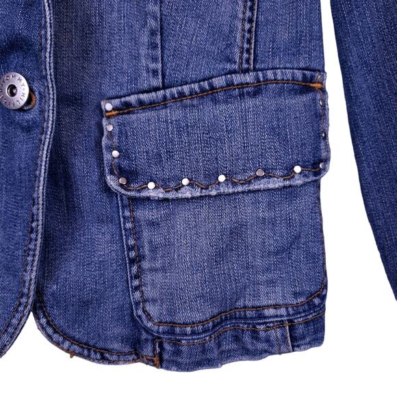 Vintage Tommy Hilfiger Women’s Denim Jacket Medium Blue Single Button Jean Coat - Picture 5 of 13